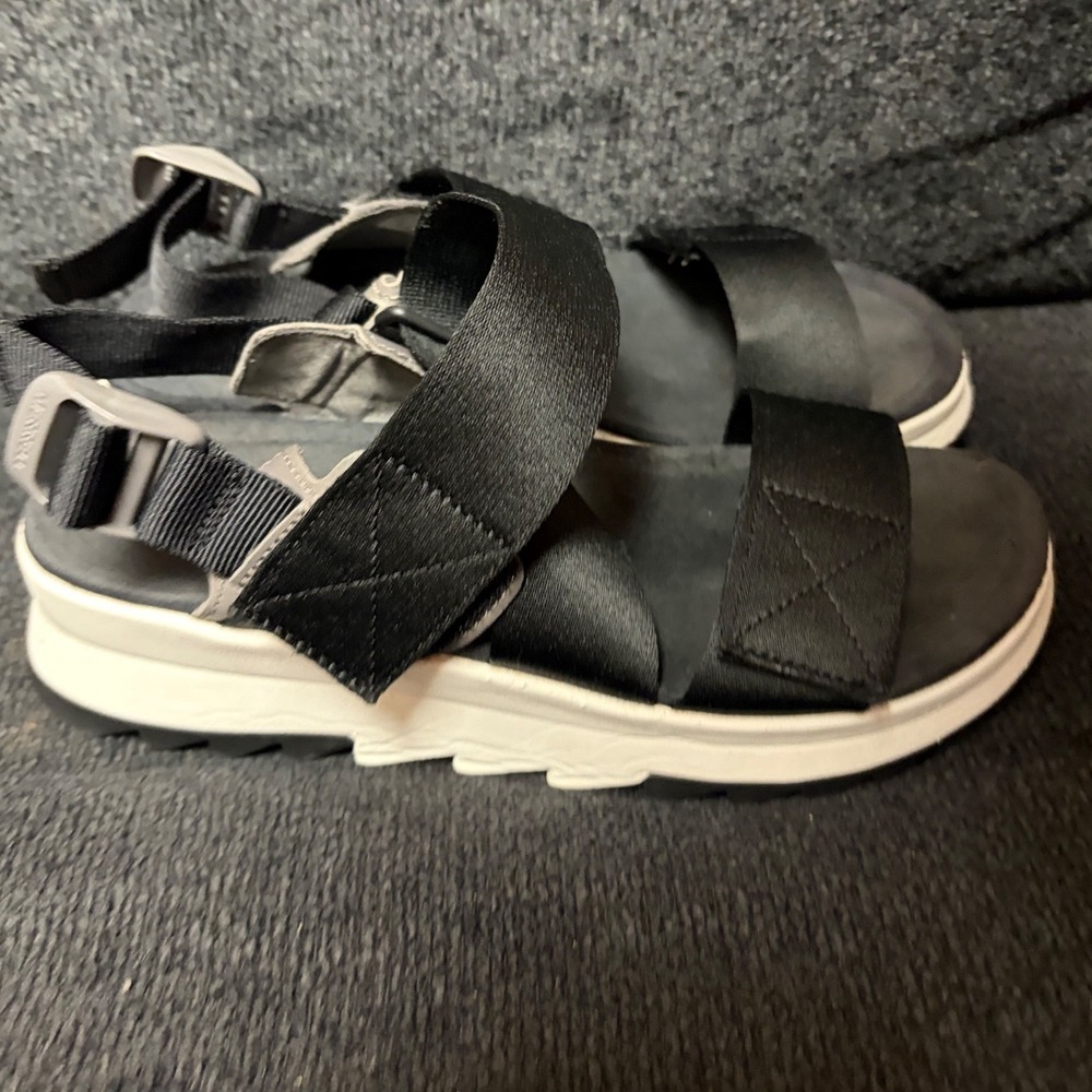 Merrell Alpine Cush Backstrap Platform Sandals Women 7 Black White chunky